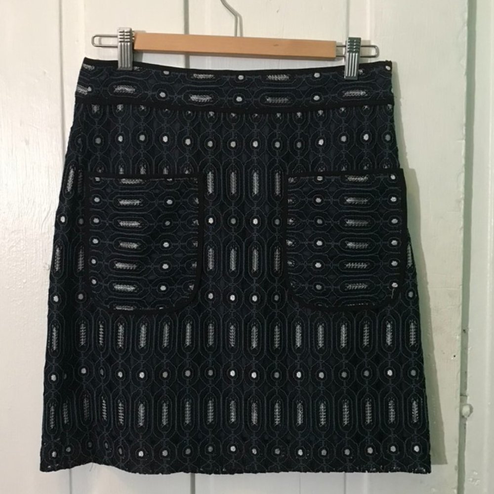 LOFT Blue and Black Dressy Mini Skirt
